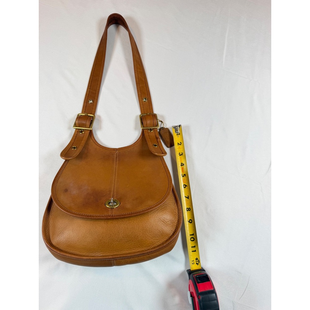Vtg Rare Coach NYC Crescent Saddle Bag Tan Leather Bonnie Cashin Era Pre-Creed - Picture 5 of 15